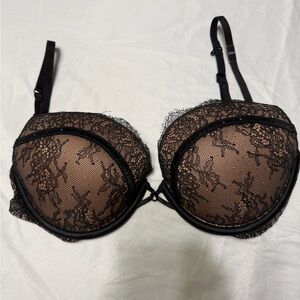 Victoria's Secret push up Bra size 32dd with sheer black lace overlay